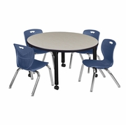 36 IN. ROUND ADJUSTABLE CLASSROOM TABLE- MAPLE & 4 ANDY 12 IN. STACK CHAIRS- BLUE <FONT COLOR=GREEN>-FREE SHIPPING-</FONT> 36 IN. ROUND ADJUSTABLE CLASSROOM TABLE- MAPLE & 4 ANDY 12 IN. STACK CHAIRS- BLUE <FONT COLOR=GREEN>-FREE SHIPPING-</FONT>