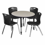 36 IN. ROUND ADJUSTABLE CLASSROOM TABLE- MAPLE & 4 ANDY 18 IN. STACK CHAIRS- BLACK <FONT COLOR=GREEN>-FREE SHIPPING-</FONT> 36 IN. ROUND ADJUSTABLE CLASSROOM TABLE- MAPLE & 4 ANDY 18 IN. STACK CHAIRS- BLACK <FONT COLOR=GREEN>-FREE SHIPPING-</FONT>