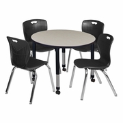 36 IN. ROUND ADJUSTABLE CLASSROOM TABLE- MAPLE & 4 ANDY 18 IN. STACK CHAIRS- BLACK <FONT COLOR=GREEN>-FREE SHIPPING-</FONT> 36 IN. ROUND ADJUSTABLE CLASSROOM TABLE- MAPLE & 4 ANDY 18 IN. STACK CHAIRS- BLACK <FONT COLOR=GREEN>-FREE SHIPPING-</FONT>