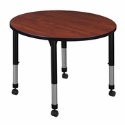 36 IN. ROUND HEIGHT ADJUSTABLE MOBILE CLASSROOM ACTIVITY TABLE- CHERRY <FONT COLOR=GREEN>-FREE SHIPPING-</FONT>