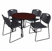 36 IN. ROUND MOBILE ADJUSTABLE CLASSROOM TABLE- MAHOGANY & 4 STACK CHAIRS- BLACK <FONT COLOR=GREEN>-FREE SHIPPING-</FONT> 36 IN. ROUND MOBILE ADJUSTABLE CLASSROOM TABLE- MAHOGANY & 4 STACK CHAIRS- BLACK <FONT COLOR=GREEN>-FREE SHIPPING-</FONT>