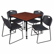 36 IN. SQUARE ADJUSTABLE CLASSROOM TABLE- CHERRY & 4 STACK CHAIRS- BLACK <FONT COLOR=GREEN>-FREE SHIPPING-</FONT>