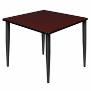 36 IN. SQUARE BREAKROOM TABLE- MAHOGANY TOP, BLACK TAPERED LEGS <FONT COLOR=GREEN>-FREE SHIPPING-</FONT>