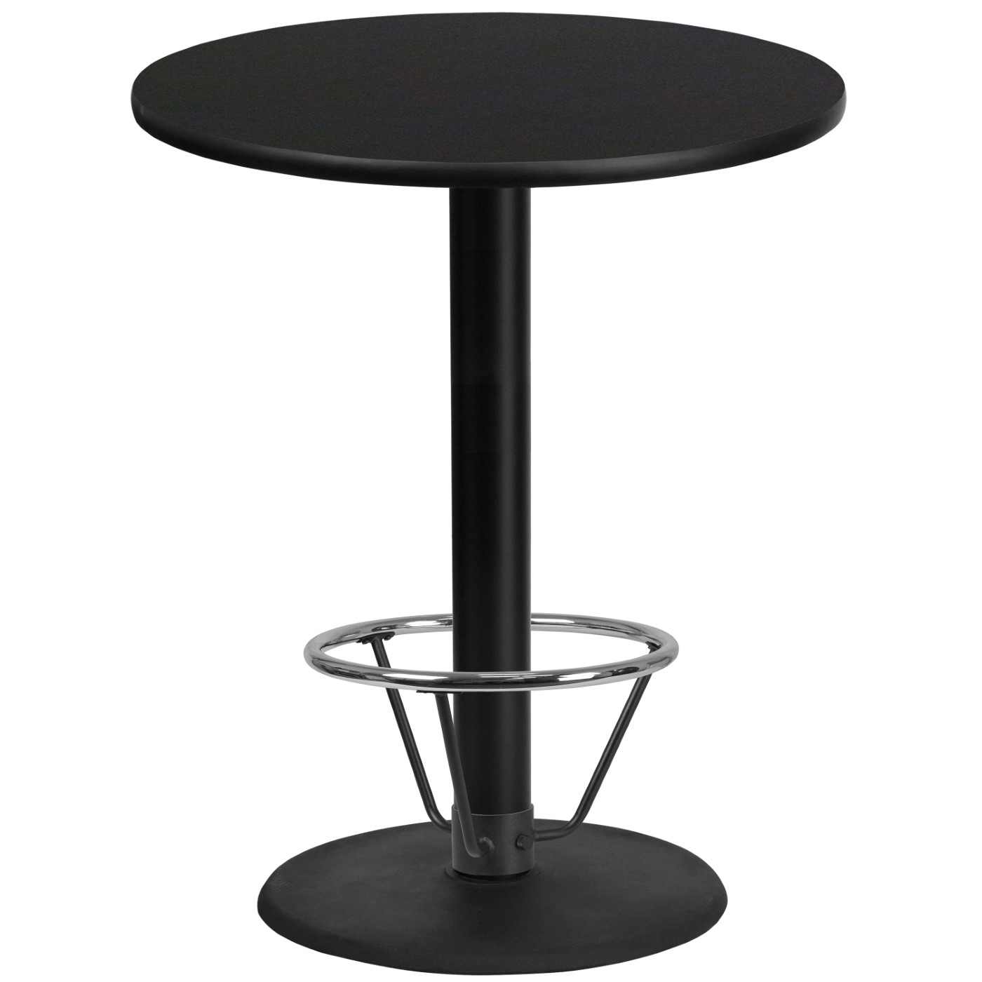 36'' ROUND BLACK LAMINATE TABLE TOP WITH 24'' ROUND BAR HEIGHT TABLE BASE AND FOOT RING <font color=green>FREE SHIPPING!</font> 36'' ROUND BLACK LAMINATE TABLE TOP WITH 24'' ROUND BAR HEIGHT TABLE BASE AND FOOT RING <font color=green>FREE SHIPPING!</font>
