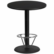 36'' ROUND BLACK LAMINATE TABLE TOP WITH 24'' ROUND BAR HEIGHT TABLE BASE AND FOOT RING <font color=green>FREE SHIPPING!</font>