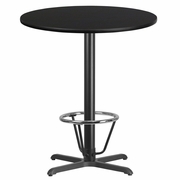 36'' ROUND BLACK LAMINATE TABLE TOP WITH 30'' X 30'' BAR HEIGHT TABLE BASE AND FOOT RING <font color=green>FREE SHIPPING!</font>