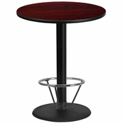 36'' ROUND MAHOGANY LAMINATE TABLE TOP WITH 24'' ROUND BAR HEIGHT TABLE BASE AND FOOT RING <font color=green>FREE SHIPPING!</font>