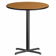 36'' ROUND NATURAL LAMINATE TABLE TOP WITH 30'' X 30'' BAR HEIGHT TABLE BASE: <font color=green>FREE SHIPPING!</font>