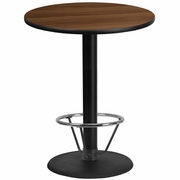 36'' ROUND WALNUT LAMINATE TABLE TOP WITH 24'' ROUND BAR HEIGHT TABLE BASE AND FOOT RING <font color=green>FREE SHIPPING!</font>