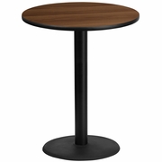 36'' ROUND WALNUT LAMINATE TABLE TOP WITH 24'' ROUND BAR HEIGHT TABLE BASE: <font color=green>FREE SHIPPING!</font>