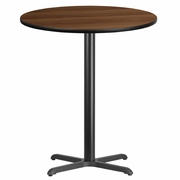 36'' ROUND WALNUT LAMINATE TABLE TOP WITH 30'' X 30'' BAR HEIGHT TABLE BASE: <font color=green>FREE SHIPPING!</font>