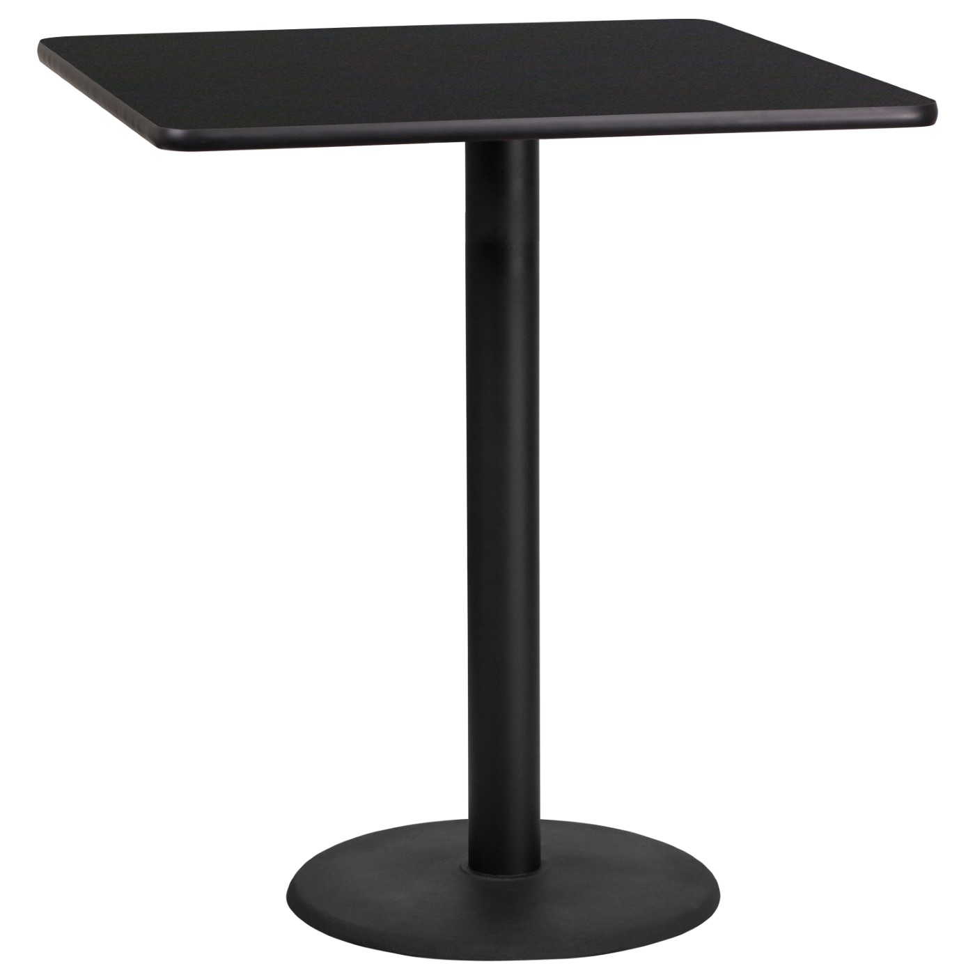 36'' SQUARE BLACK LAMINATE TABLE TOP WITH 24'' ROUND BAR HEIGHT TABLE BASE: <font color=green>FREE SHIPPING!</font> 36'' SQUARE BLACK LAMINATE TABLE TOP WITH 24'' ROUND BAR HEIGHT TABLE BASE: <font color=green>FREE SHIPPING!</font>