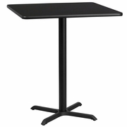 36'' SQUARE BLACK LAMINATE TABLE TOP WITH 30'' X 30'' BAR HEIGHT TABLE BASE: <font color=green>FREE SHIPPING!</font>