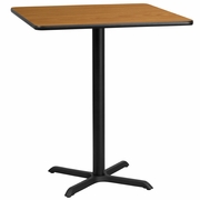 36'' SQUARE NATURAL LAMINATE TABLE TOP WITH 30'' X 30'' BAR HEIGHT TABLE BASE: <font color=green>FREE SHIPPING!</font>