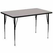 36''W X 72''L RECTANGULAR GREY HP LAMINATE ACTIVITY TABLE - STANDARD HEIGHT ADJUSTABLE LEGS <font color=green>FREE SHIPPING!</font>