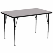 36''W X 72''L RECTANGULAR GREY THERMAL LAMINATE ACTIVITY TABLE - STANDARD HEIGHT ADJUSTABLE LEGS <font color=green>FREE SHIPPING!</font>