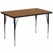 36''W X 72''L RECTANGULAR OAK THERMAL LAMINATE ACTIVITY TABLE - STANDARD HEIGHT ADJUSTABLE LEGS <font color=green>FREE SHIPPING!</font>