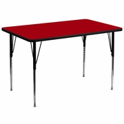36''W X 72''L RECTANGULAR RED THERMAL LAMINATE ACTIVITY TABLE - STANDARD HEIGHT ADJUSTABLE LEGS <font color=green>FREE SHIPPING!</font>