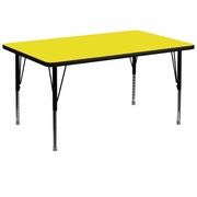 36''W X 72''L RECTANGULAR YELLOW HP LAMINATE ACTIVITY TABLE - HEIGHT ADJUSTABLE SHORT LEGS <font color=green>FREE SHIPPING!</font>