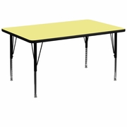 36''W X 72''L RECTANGULAR YELLOW THERMAL LAMINATE ACTIVITY TABLE - HEIGHT ADJUSTABLE SHORT LEGS <font color=green>FREE SHIPPING!</font>