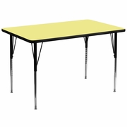36''W X 72''L RECTANGULAR YELLOW THERMAL LAMINATE ACTIVITY TABLE - STANDARD HEIGHT ADJUSTABLE LEGS <font color=green>FREE SHIPPING!</font>