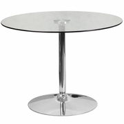 39.25'' ROUND GLASS TABLE WITH 29''H CHROME BASE: <font color=green>FREE SHIPPING!</font> 39.25'' ROUND GLASS TABLE WITH 29''H CHROME BASE: <font color=green>FREE SHIPPING!</font>
