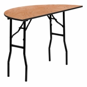 4-FOOT HALF-ROUND WOOD FOLDING BANQUET TABLE: <font color=green>FREE SHIPPING!</font>