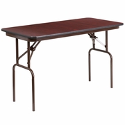4-FOOT MAHOGANY MELAMINE LAMINATE FOLDING BANQUET TABLE <font color=green>FREE SHIPPING!</font>