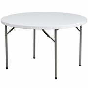 4-FOOT ROUND GRANITE WHITE PLASTIC FOLDING TABLE: <font color=green>FREE SHIPPING!</font>