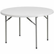 4-FOOT ROUND GRANITE WHITE PLASTIC FOLDING TABLE <font color=green>FREE SHIPPING!</font>