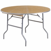 4-FOOT ROUND HEAVY DUTY BIRCHWOOD FOLDING BANQUET TABLE WITH METAL EDGES: <font color=green>FREE SHIPPING!</font>