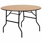 4-FOOT ROUND WOOD FOLDING BANQUET TABLE WITH CLEAR COATED FINISHED TOP: <font color=green>FREE SHIPPING!</font>