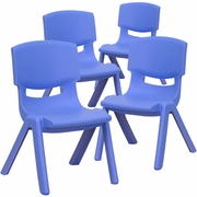 4 PACK BLUE PLASTIC STACKABLE SCHOOL CHAIR WITH 10.5'' SEAT HEIGHT: <font color=green>FREE SHIPPING!</font>