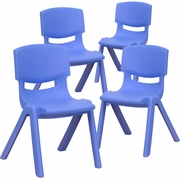 4 PACK BLUE PLASTIC STACKABLE SCHOOL CHAIR WITH 12'' SEAT HEIGHT: <font color=green>FREE SHIPPING!</font>