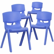 4 PACK BLUE PLASTIC STACKABLE SCHOOL CHAIR WITH 13.25'' SEAT HEIGHT: <font color=green>FREE SHIPPING!</font>