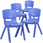 4 PACK BLUE PLASTIC STACKABLE SCHOOL CHAIR WITH 15.5'' SEAT HEIGHT: <font color=green>FREE SHIPPING!</font>