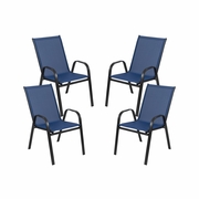4 PACK BRAZOS SERIES NAVY OUTDOOR STACK CHAIR WITH FLEX COMFORT MATERIAL AND METAL FRAME: <font color=green>FREE SHIPPING!</font>