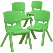 4 PACK GREEN PLASTIC STACKABLE SCHOOL CHAIR WITH 10.5'' SEAT HEIGHT: <font color=green>FREE SHIPPING!</font>