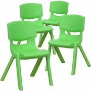 4 PACK GREEN PLASTIC STACKABLE SCHOOL CHAIR WITH 12'' SEAT HEIGHT: <font color=green>FREE SHIPPING!</font>
