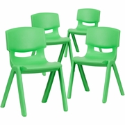 4 PACK GREEN PLASTIC STACKABLE SCHOOL CHAIR WITH 13.25'' SEAT HEIGHT: <font color=green>FREE SHIPPING!</font>