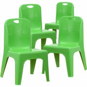 4 PACK GREEN PLASTIC STACKABLE SCHOOL CHAIR WITH CARRYING HANDLE AND 11'' SEAT HEIGHT: <font color=green>FREE SHIPPING!</font>