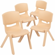 4 PACK NATURAL PLASTIC STACKABLE SCHOOL CHAIR WITH 10.5" SEAT HEIGHT: <font color=green>FREE SHIPPING!</font>