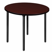 42 IN. MEDIUM ROUND BREAKROOM TABLE- MAHOGANY TOP, BLACK FOLDING LEGS <FONT COLOR=GREEN>-FREE SHIPPING-</FONT>