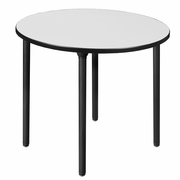 42 IN. MEDIUM ROUND BREAKROOM TABLE- WHITE TOP, BLACK FOLDING LEGS <FONT COLOR=GREEN>-FREE SHIPPING-</FONT>