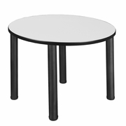 42 IN. MEDIUM ROUND BREAKROOM TABLE- WHITE TOP, BLACK LEGS <FONT COLOR=GREEN>-FREE SHIPPING-</FONT>
