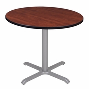 42 IN. MEDIUM ROUND X-BASE BREAKROOM TABLE- CHERRY TOP, GREY LEGS <FONT COLOR=GREEN>-FREE SHIPPING-</FONT>