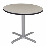 42 IN. MEDIUM ROUND X-BASE BREAKROOM TABLE- MAPLE TOP, GREY LEGS <FONT COLOR=GREEN>-FREE SHIPPING-</FONT>