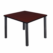 42 IN. MEDIUM SQUARE BREAKROOM TABLE- MAHOGANY TOP, BLACK LEGS <FONT COLOR=GREEN>-FREE SHIPPING-</FONT>