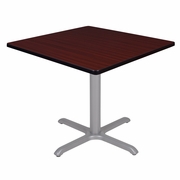 42 IN. MEDIUM SQUARE X-BASE BREAKROOM TABLE- MAHOGANY TOP, GREY LEGS <FONT COLOR=GREEN>-FREE SHIPPING-</FONT>