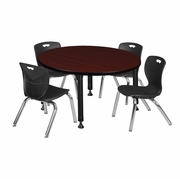 42 IN. ROUND ADJUSTABLE CLASSROOM TABLE- MAHOGANY & 4 ANDY 12 IN. STACK CHAIRS- BLACK <FONT COLOR=GREEN>-FREE SHIPPING-</FONT> 42 IN. ROUND ADJUSTABLE CLASSROOM TABLE- MAHOGANY & 4 ANDY 12 IN. STACK CHAIRS- BLACK <FONT COLOR=GREEN>-FREE SHIPPING-</FONT>
